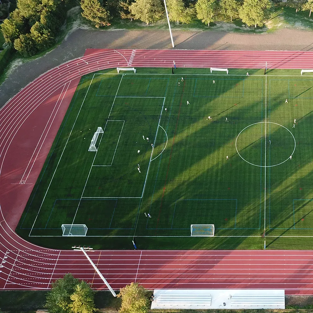 A soccer field and track build by 39 Seven.