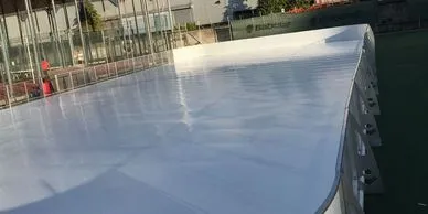 An artificial ice skating rink.